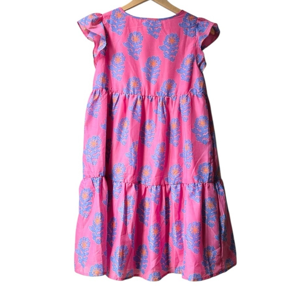 NWT J.Marie Pink Blue The Piper Floral Ruffle Dress Sz S - Picture 8 of 16